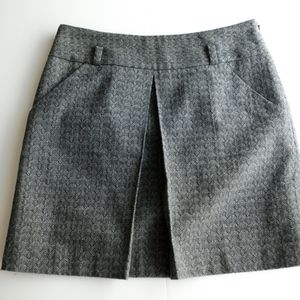 Loft Herringbone Tweed Black Gray Skirt 2P